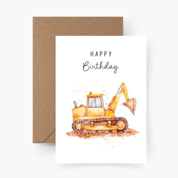 Happy Birthday | Bagger | Postkarte mit Umschlag
