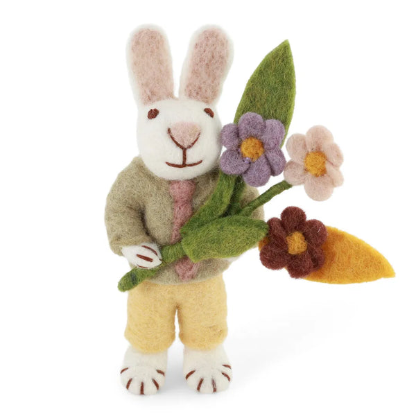 Kleiner Hasen Anhänger mit Blumen | Filz