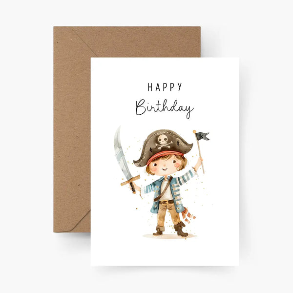 Happy Birthday | Pirat | Postkarte mit Umschlag
