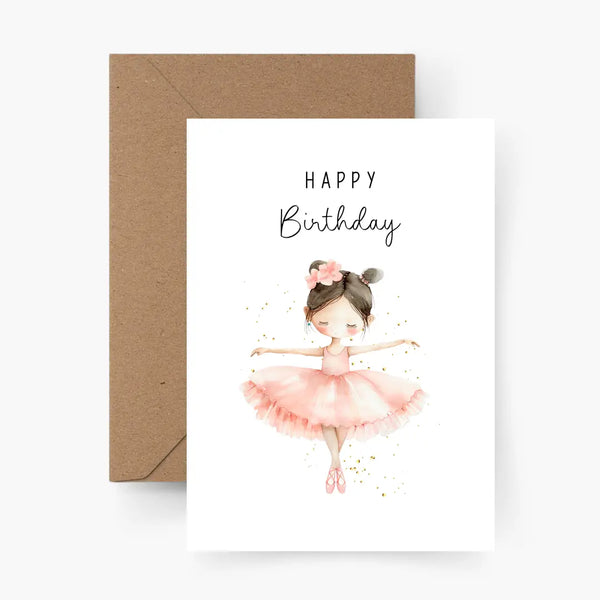 Happy Birthday | Ballerina| Postkarte mit Umschlag