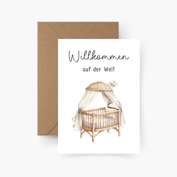 Willkommen auf der Welt | Postkarte mit Umschlag
