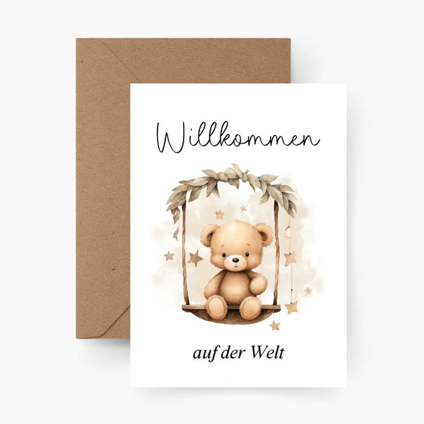 Geburt Teddy | Postkarte mit Umschlag