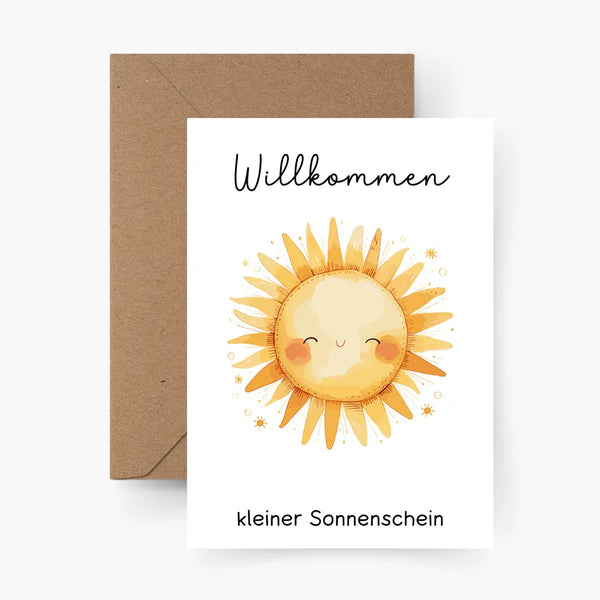 Willkommen Sonnenschein | Postkarte mit Umschlag