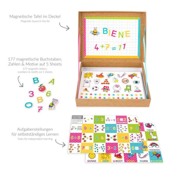 ABC CHAMPIONS Magnet-Lernbox | Buchstaben & Zahlen | 183-teilig
