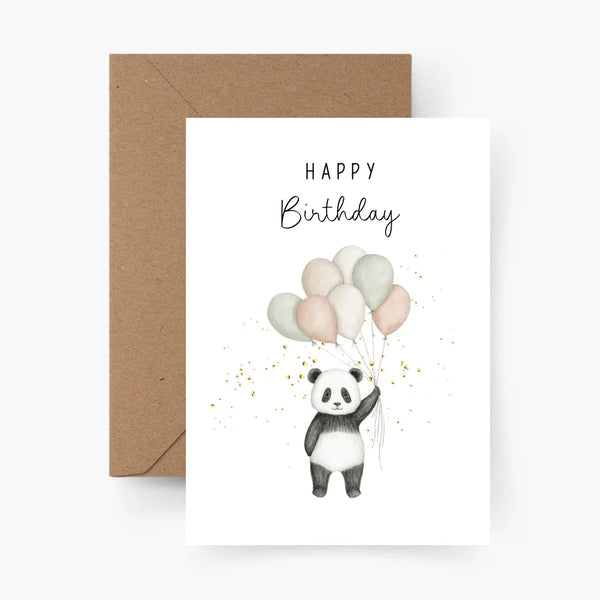 Happy Birthday | Panda | Postkarte mit Umschlag