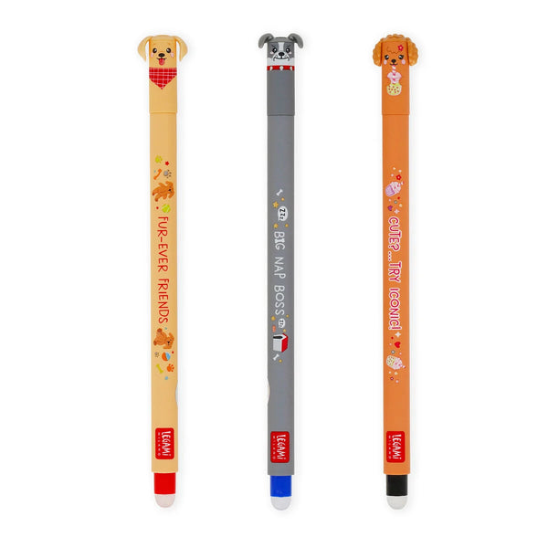 Limited Edition | Legami Set mit 3 Löschbaren Gelstiften | Erasable Pen |  Fur-ever Friends