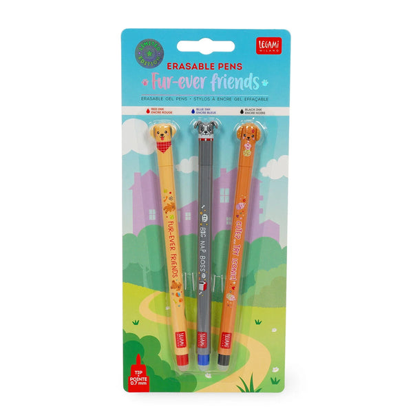Limited Edition | Legami Set mit 3 Löschbaren Gelstiften | Erasable Pen |  Fur-ever Friends