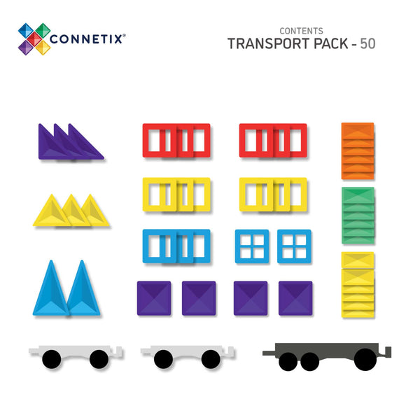 Connetix Rainbow Transport 50 pc Set