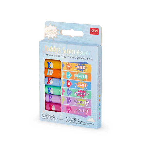 Legami | Set mit 6 Mini-Textmarkern | Teddy's Superpower