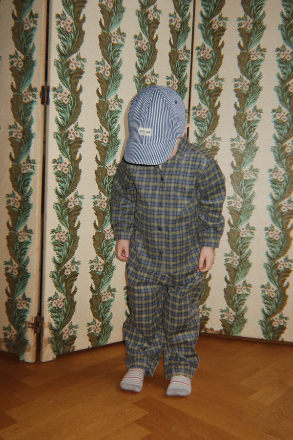 CARA PANTS GOTS | laurel blue check
