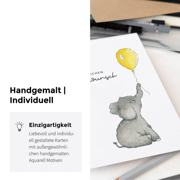 Geburtstagskarte - Herzlichen Glückwunsch | Aquarell Elefant