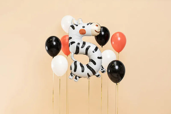 Folienballon Nummer 5 - Zebra, 68x98 cm