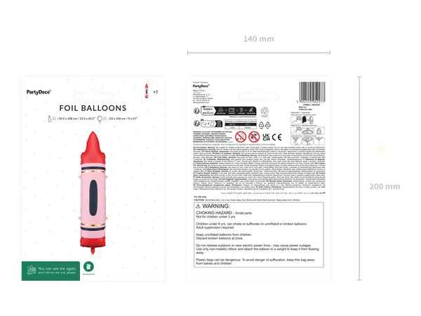 Folienballon | Buntstifte | 23x104 cm