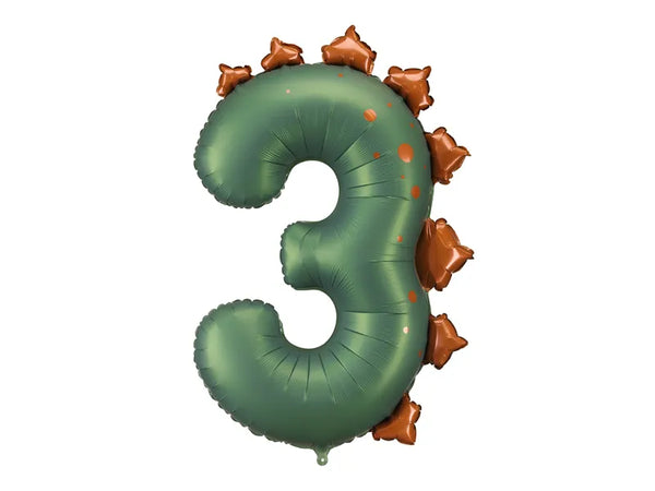 Folienballon Zahl ''3'' Dinosaurier