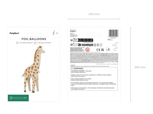 Stehender Folienballon | Giraffe | 49x114 cm