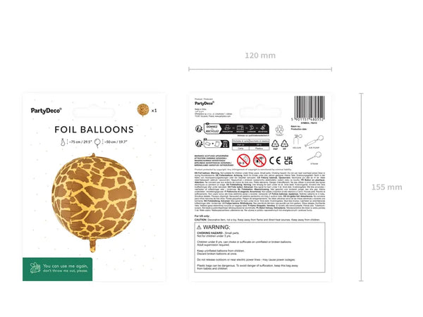 Folienballon Ball | Giraffe | 75 cm