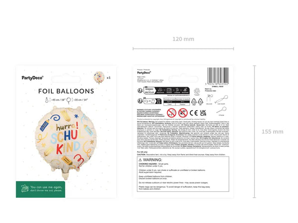 Folienballon | Hurra Schulkind | 35x35 cm