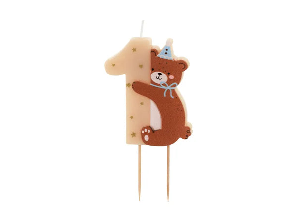 Kerze | Teddybär | Zahl 1