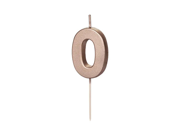 Geburtstagskerze Nummer 0-9, Roségold, 4,5 cm