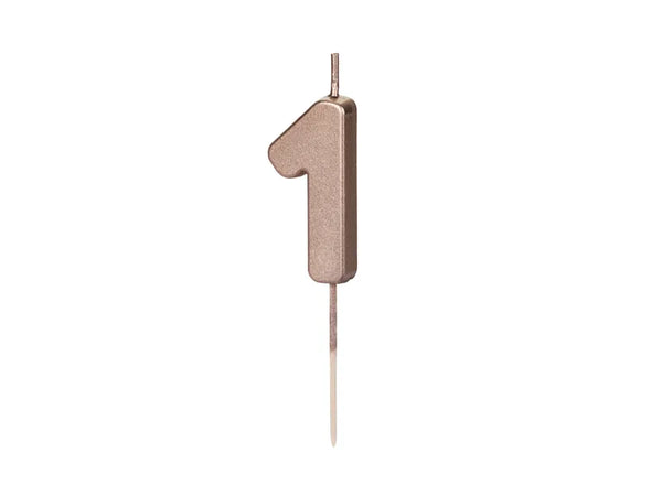 Geburtstagskerze Nummer 0-9, Roségold, 4,5 cm