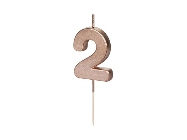 Geburtstagskerze Nummer 0-9, Roségold, 4,5 cm