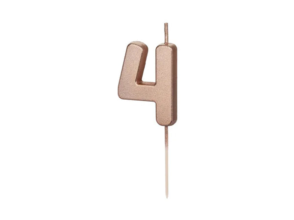 Geburtstagskerze Nummer 0-9, Roségold, 4,5 cm