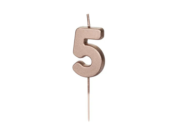 Geburtstagskerze Nummer 0-9, Roségold, 4,5 cm