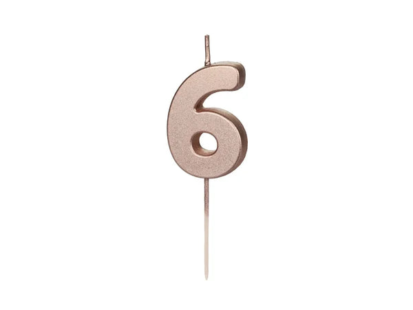 Geburtstagskerze Nummer 0-9, Roségold, 4,5 cm