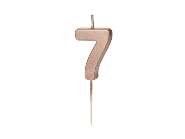 Geburtstagskerze Nummer 0-9, Roségold, 4,5 cm