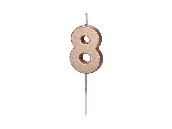 Geburtstagskerze Nummer 0-9, Roségold, 4,5 cm