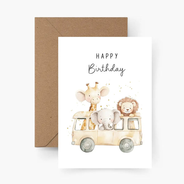 Happy Birthday | Safari | Postkarte mit Umschlag