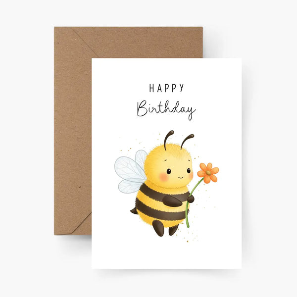 Happy Birthday | Biene | Postkarte mit Umschlag