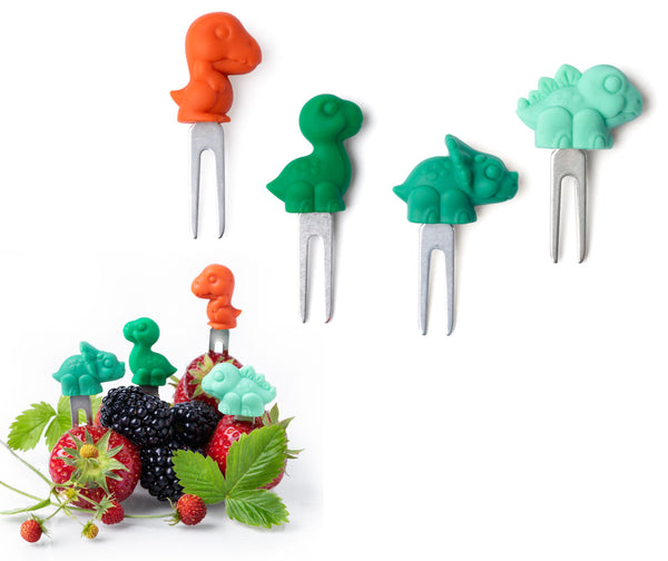 LEKKABOX Dino Edelstahl Piekser, 4er Set