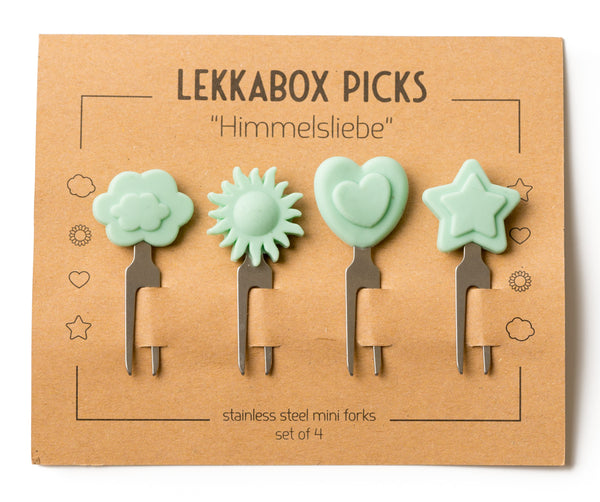 LEKKABOX Edelstahl Bento Picks, 4er Set - Himmelsliebe